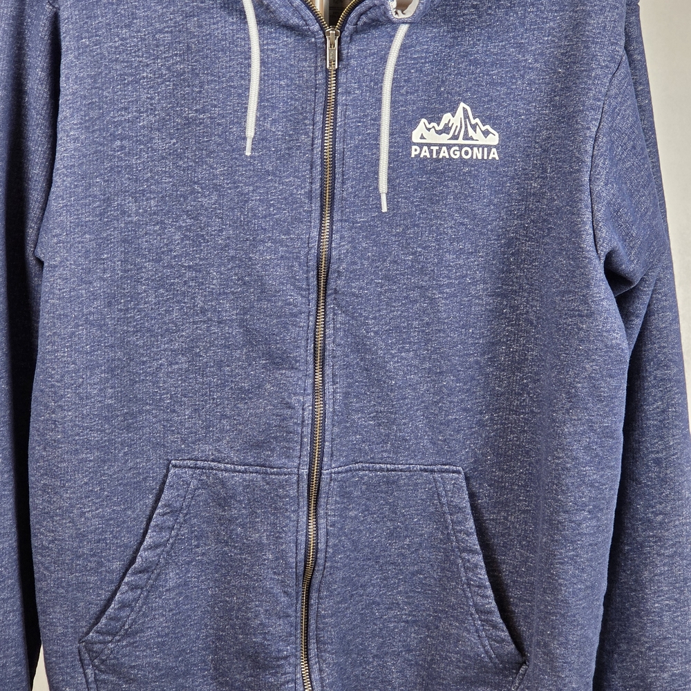 Patagonia French Terry Hoodie Mens XL Blue Full Zip Logo Graphic Sweatshirt - Picture 2 of 7